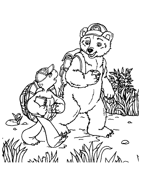 coloriage Franklin  se promene avec martin